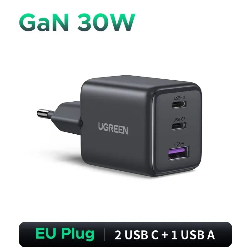 UGREEN 45W/30W/25W/20W GaN Charger PD3.0 PPS QC3.0 USB C Fast Charger For Samsung S26 iPhone 18 17 16 Pro Max iPad Xiaomi Tablet