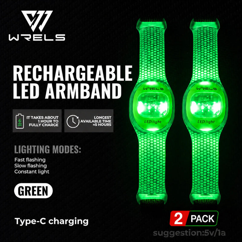 WRELS Arm Light Rechargeable LED Light Up Armband Waterproof Night Running Cycling Outdoor Safety Wristband Warning Light