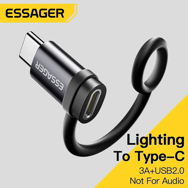អាដាប់ទ័រភ្លើងបំភ្លឺ Essager Lighting ទៅប្រភេទ C សាកថ្មលឿន IP ស្រីទៅ USB C បុរសសម្រាប់ឧបករណ៍ភ្ជាប់ iPhone 15 14 13 12 11 Pro iPad ឧបករណ៍បម្លែង