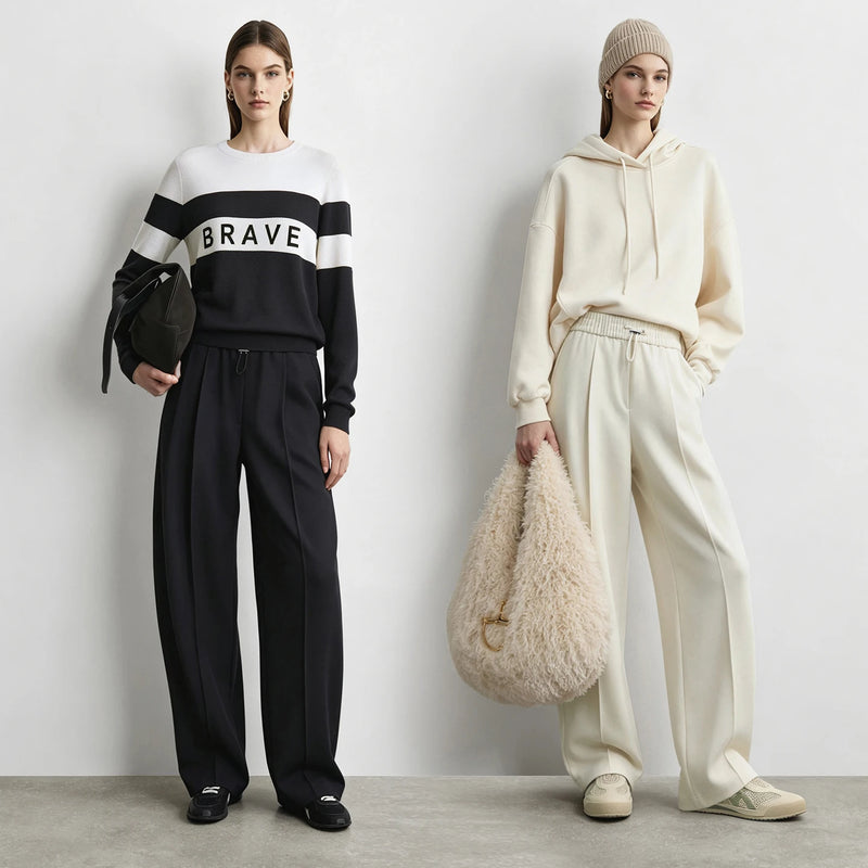 Amii Curved Pants Drawstring Waist Loose Fit Slimming Casual Commuter Minimalist 2026 Winter Women's Trousers 12624038