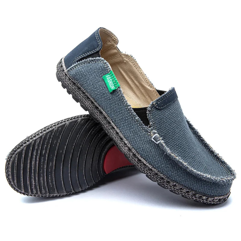 Summer Mens Canvas Slip On Shoes Men Flat Casual Shoes Comfortable Breathable Big Size 47 48 49