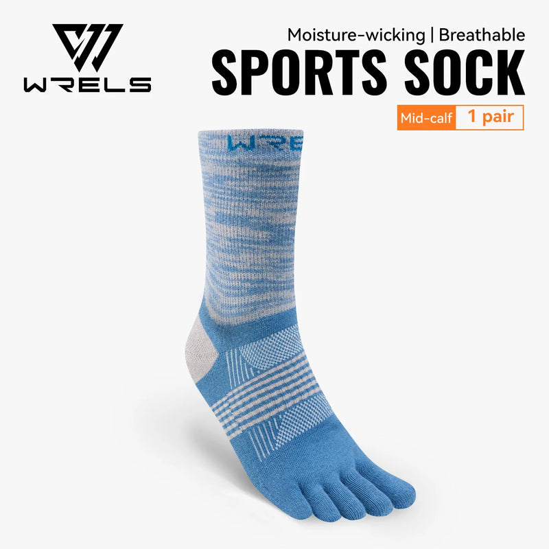 WRELS 1/2/3 Pairs Running Toe Socks Anti Blisters Cotton 5Finger Socks Men Women Seamless Moisture Wicking Athletic Hiking Socks