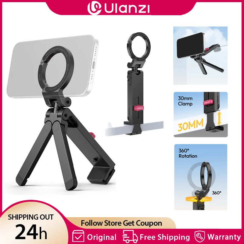 Ulanzi MA88 MagLock ជើងទ្រទូរស័ព្ទ 360° អាចលៃតម្រូវបាន Magsafe ជើងទ្រទូរស័ព្ទ សម្រាប់ Iphone 16 15 Vlog Live