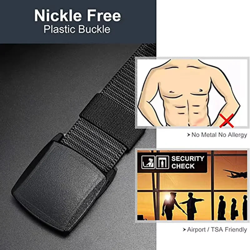 Men's Military Tactical Belt with Automatic Buckle Multifunctional Outdoor Hunting High-Quality Nylon Canvas High Waist