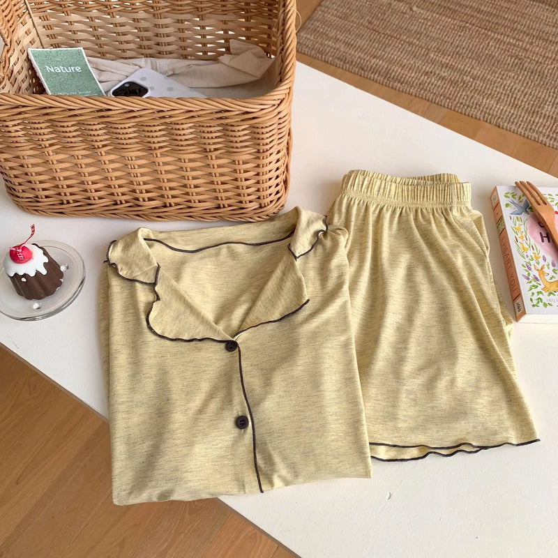 Modal Night Wear for Ladies Nighty for Woman Pyjamas New Summer Short Sleeve Sleepwear Women's Solid Color 2 Piece Loungewear