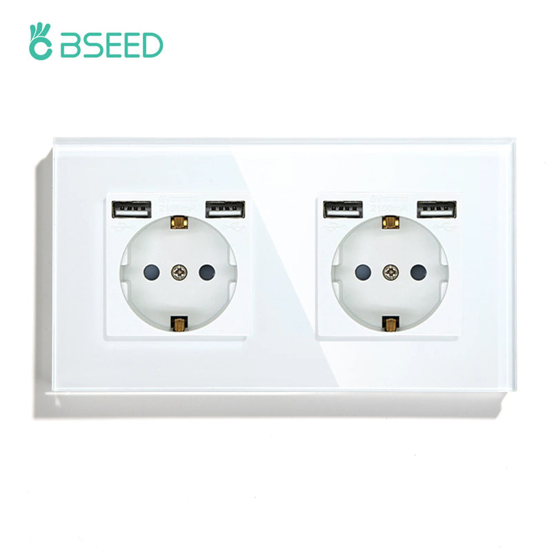 BSEED Touch Light Switches LED Backlight EU Wall Sockets Switches Glass Panel Max.Load 300W 1/2/3Gang 1Way LED Light Switches