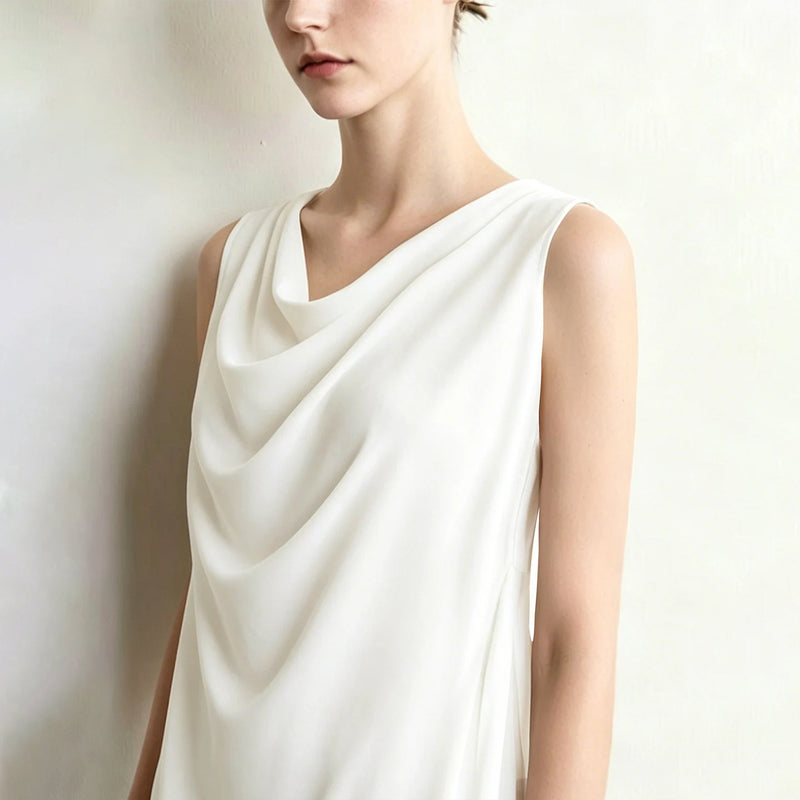 Amii Sleeveless Women's Casual Dresses 2026 Summer New Loose Fit Chiffon Elegant Cowl Neck Office Long Dress For Women 12642046