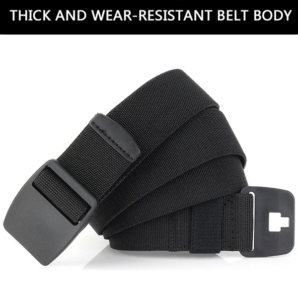 TUSHI New Men's Canvas Belt Plastic Buckle Metal-Free Nylon Tactical Waist Belt Women's Belt Outdoor Hiking Webbing Belt Neutral