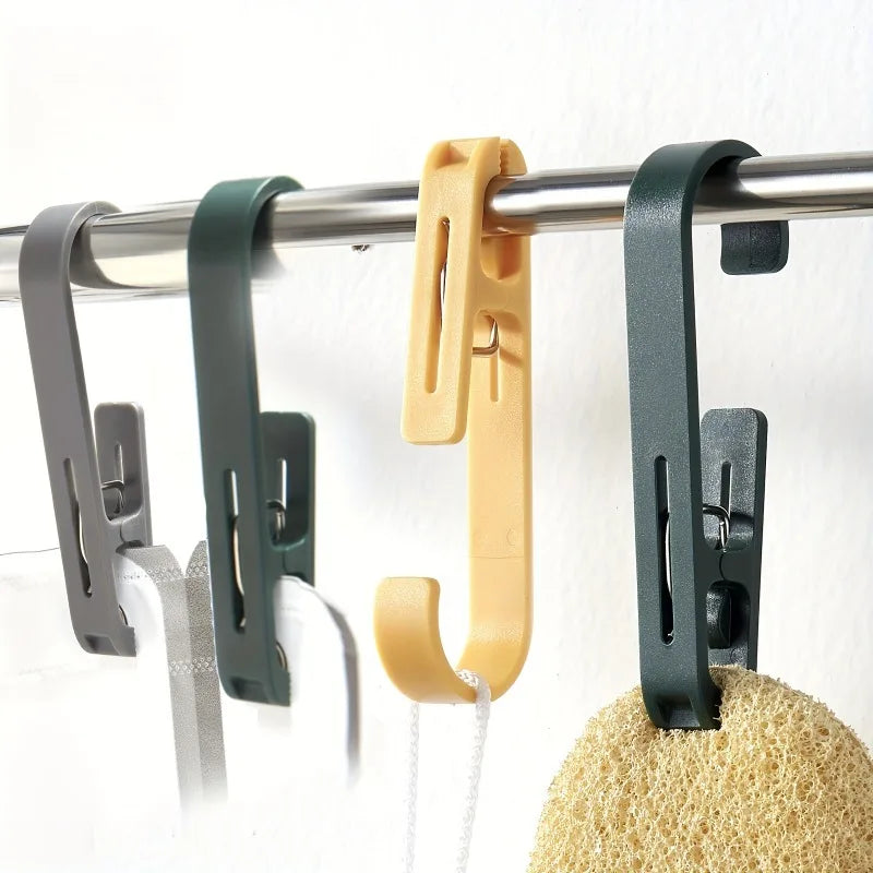 2pcs Heavy Duty Plastic Clothes Pins Towel Clips with S Hooks Multipurpose Laundry Hanging Clips for Home Apparel Store.