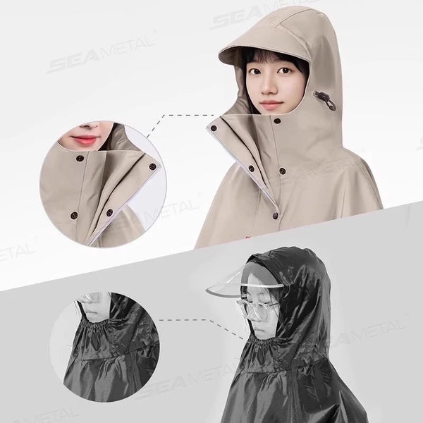 SEAMETAL Cycling Waterproof Jacket Unisex Breathable Fabric Raincoat Oversized Hooded Rainwear for Outdoor Motorcycle Accessorie