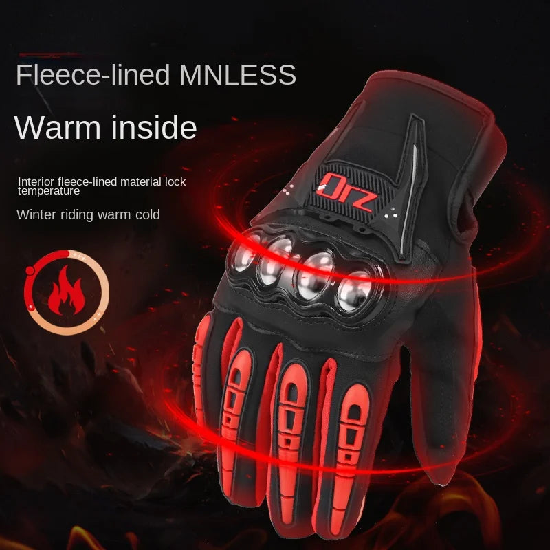 ORZ Motobike Motorcycle Knitting Unisex Moto Touch Screen Breathable Motocross Riding Racing Alloy Protective Full Finger Gloves