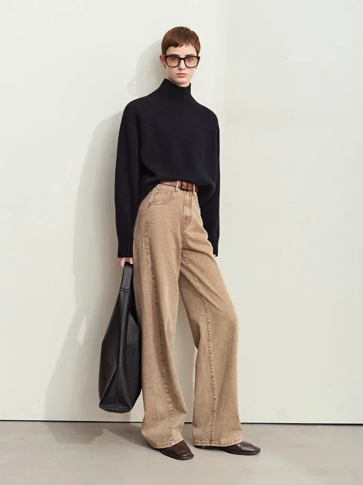 ខោខូវប៊យ Amii Minimalism សម្រាប់នារី 2024 រដូវស្លឹកឈើជ្រុះ ខោខូវប៊យថ្មី ខោខូវប៊យធម្មតា ខោជើងវែងរលុងត្រង់ ទាន់សម័យ 12443249