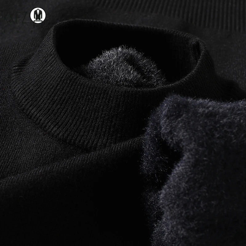 2026 Men's Solid Color Half Turtleneck Knitwear Sweater Mock Neck Pullover Casual Autumn Winter Sweatshirt Brand Mens Clothing
