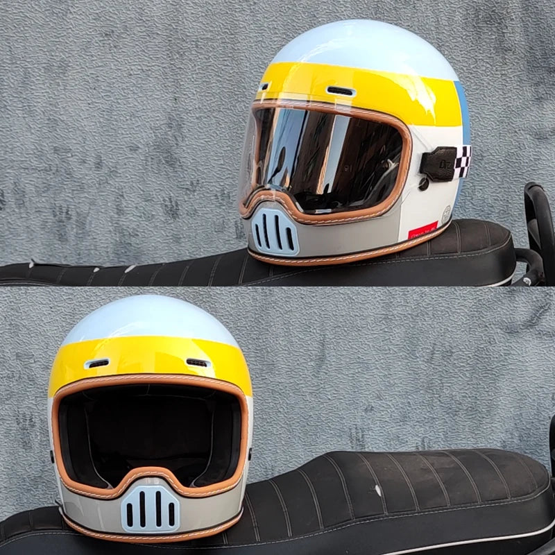 ORZ Retro Full Helmet Motorcycle Motorcycle Helmet Four Seasons Couple Street Bike Helmet Riding