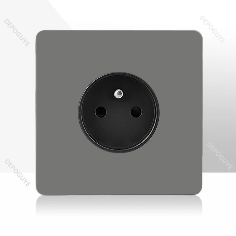 Retro Toggle Switch 1-4 Gang 2 Way Light Switch,EU French Plug Power Outlet Socket With Dual USB Stainless Steel Panel 86 Type