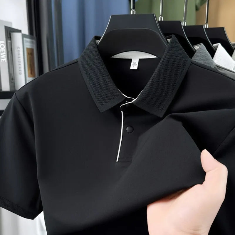 Men's Cooling Polo Shirt – High Stretch Polyamide Spandex, Quick-Dry Breathable, Short Sleeve for Summer Sports & Casual Wear