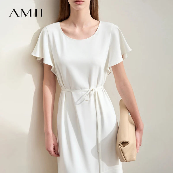 រ៉ូប AMII សម្រាប់នារី រដូវក្តៅ ឆ្នាំ២០២៦ កមូល ដៃខ្លី រ៉ូបរឹង ម៉ូដសម្រាប់នារីការិយាល័យ សម្លៀកបំពាក់រលុង 12522130