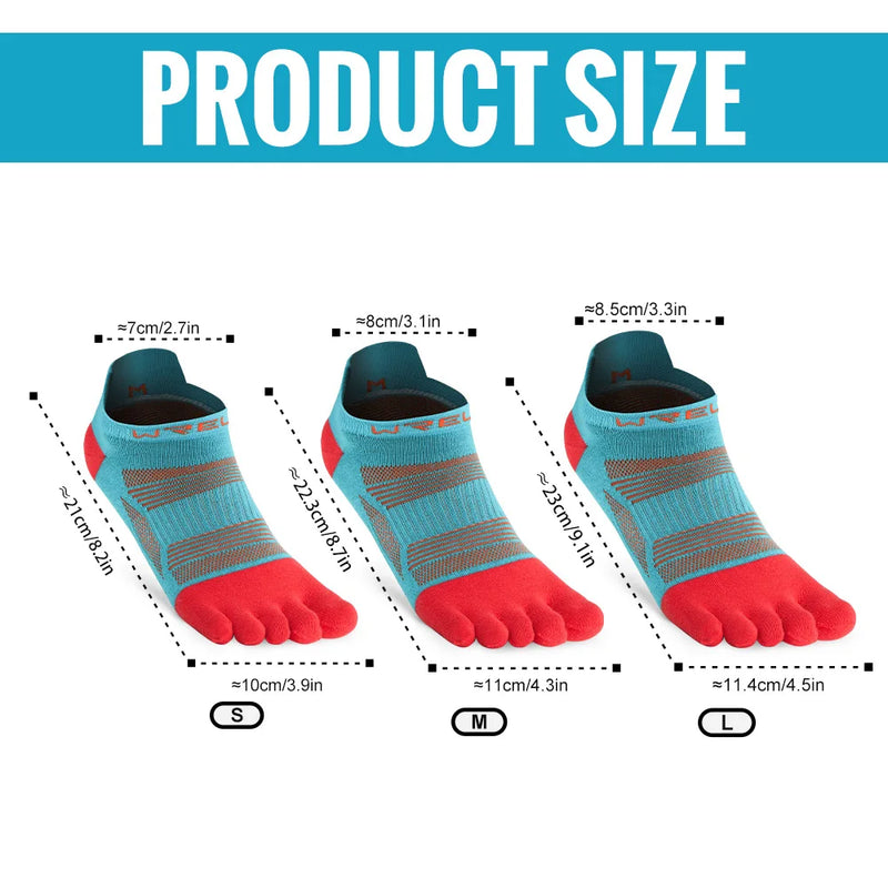 WRELS Toe Socks 5 Finger Athletic Running Low Cut Toe Socks for Men Women Moisture Wicking Quick-Dry Running Five Finger Socks