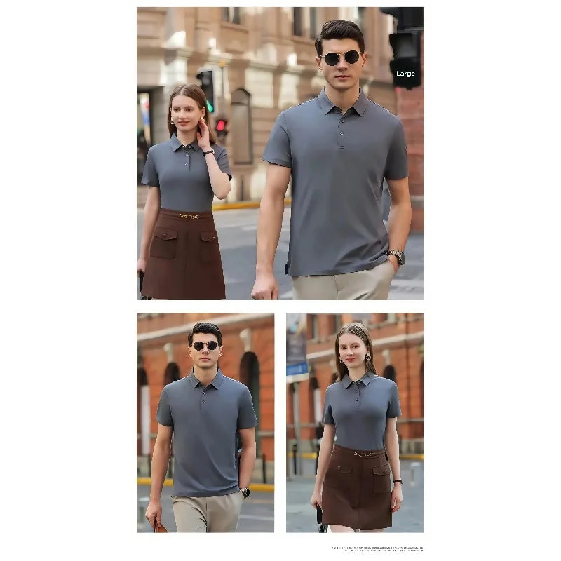 2026 Summer Work Uniform  Logo Printed Company Team Culture Polo Shirt 5A Antibacterial mulberry silk cool POLO shirt