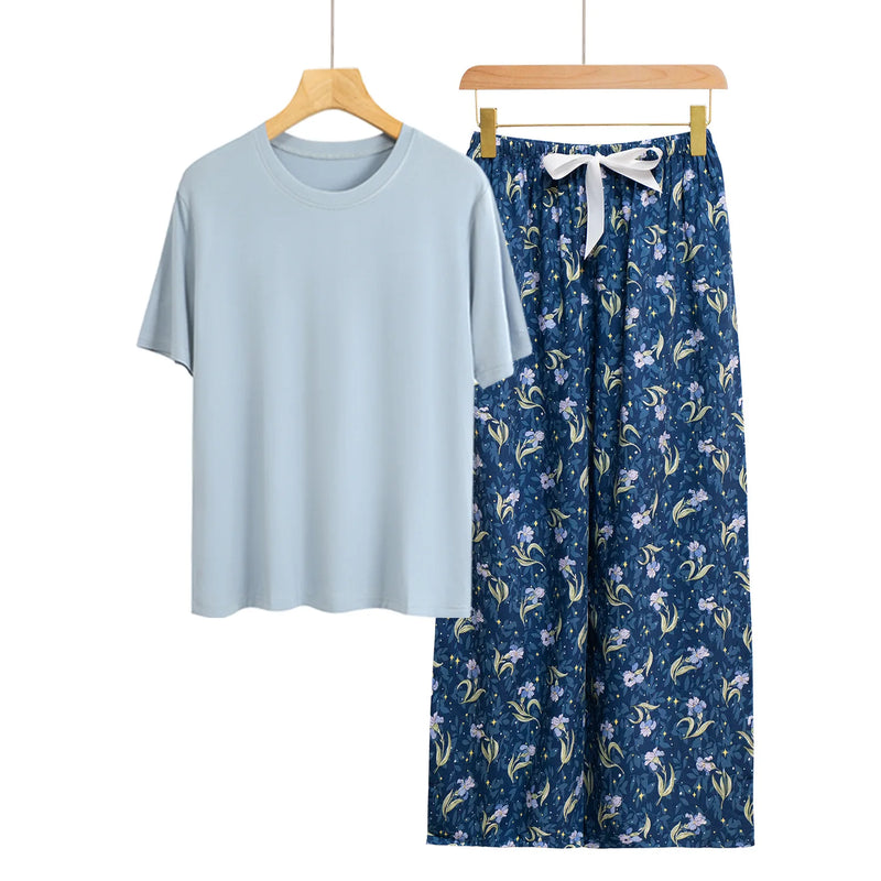 Pyjamas Femmes New Loungewear Women's Pajamas With Pants Set Spring Summer Modal Sleepwear Pijama Suit Loose Home Wear Clothes