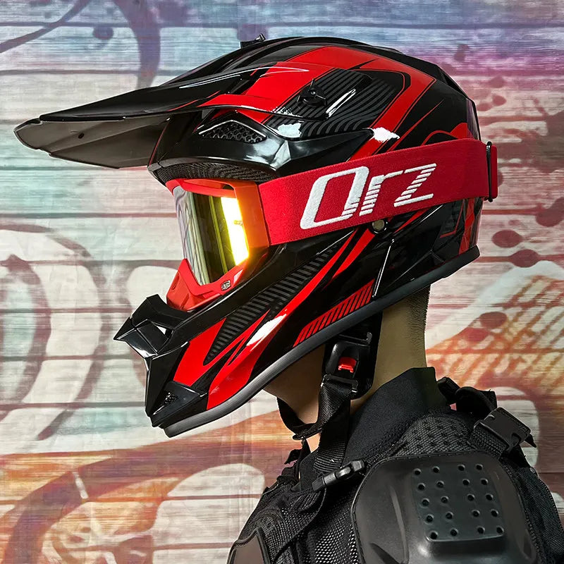 ORZ Helmets Motocross Kask Cross Downhill Soporte Casco Off Road Helmet Racing Classic Motorcycle Original Enduro Goggles