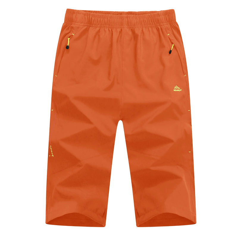TACVASEN Men's 3/4 Long Pants Running Sports Capri Shorts Outdoor Walking Hiking Shorts Nylon Casual Below Knee Trousers Males