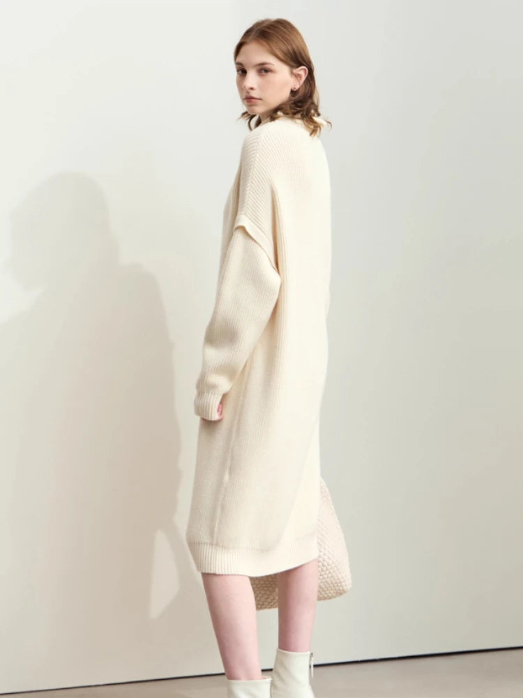 រ៉ូប AMII Minimalist Womens រដូវរងាឆ្នាំ ២០២៥ រ៉ូបពាក់កណ្ដាលកអាវសម្រាប់ធ្វើដំណើរថ្មី សម្លៀកបំពាក់នារី រ៉ូប Midi រលុង 12444229