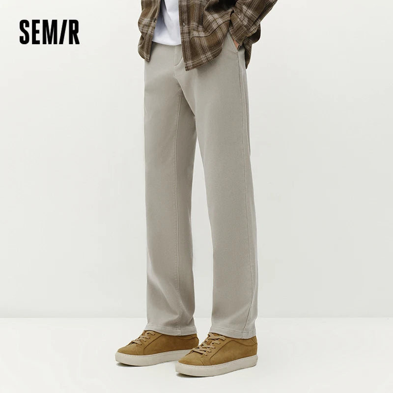 Semir Men Casual Pants Regular Fit Tapered Leg Business Casual Solid Color 2026 New Winter Daily Wear Urban Casual Style