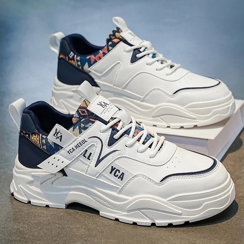 Men's fashion white casual shoes four seasons new breathable light soft-sole non slip comfort walking outdoor sports board shoes