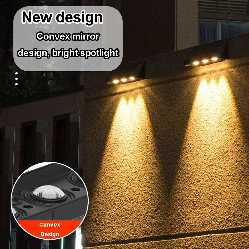 Solar Wall Lamp Outdoor Waterproof Warm White Fence Light Solar Powered Garden Light for House Number Address Sign Patio Balcony