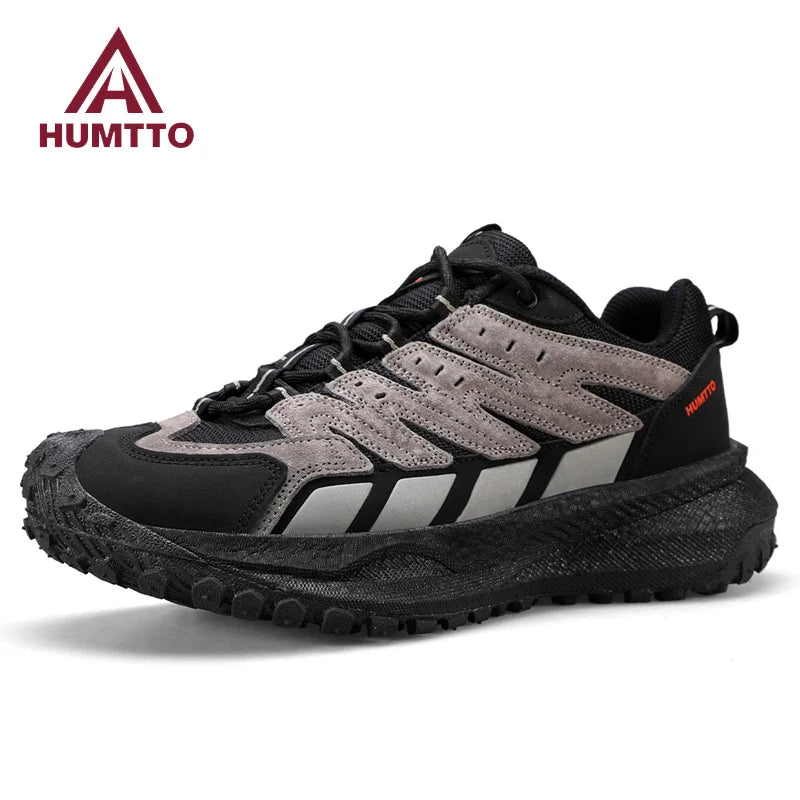 HUMTTO Breathable Non-slip Hiking Shoes for Men Outdoor Sports Shoes Leather Shock-absorbing Walking Sneakers Man Trekking Boots
