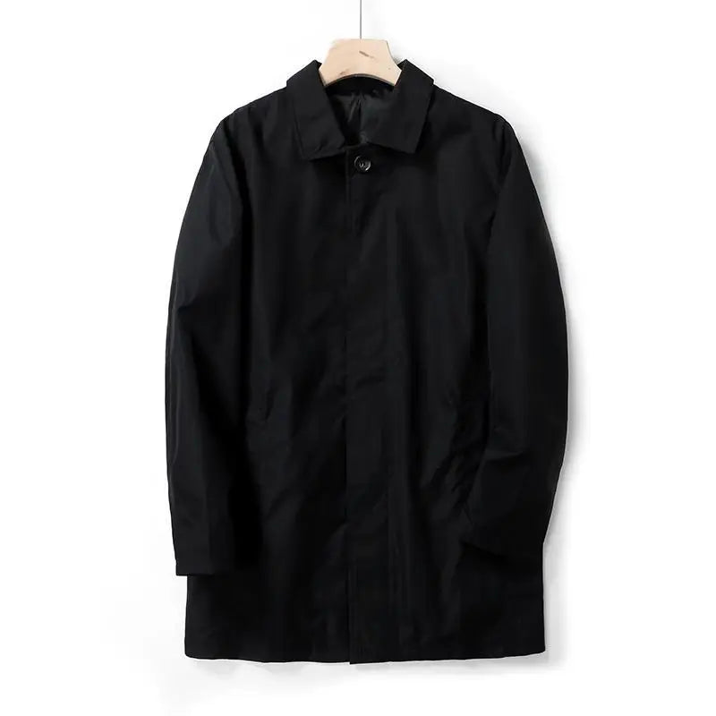 Men Mid - Length Trench Coat - Outdoor & Casual Business Style Water - Resistant Perfect  Autumn/Spring Business Men's Clothing