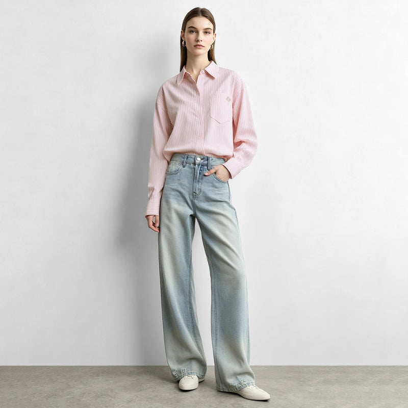 Amii Striped Shirt New Arrival 2026 Autumn Clothes Lapel Long Sleeve Oversized Casual Woman Clothes Blusas Femininas 12623151