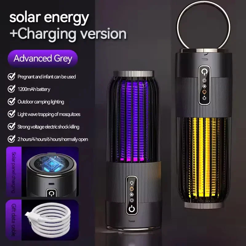 Rechargeable USB Insect Repellent Lure Lamp Solar Electric Mosquito Killer Lamps Timing 2-in-1 Portable Outdoor Camping Light