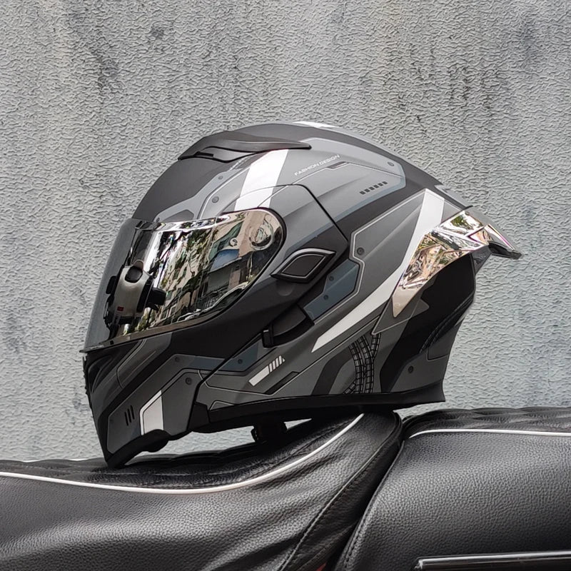 2024 New Motorcycle Helmet DOT Certified Double Lens Open Face Helmet Safety Modular Flipped Helmet with Sunshade