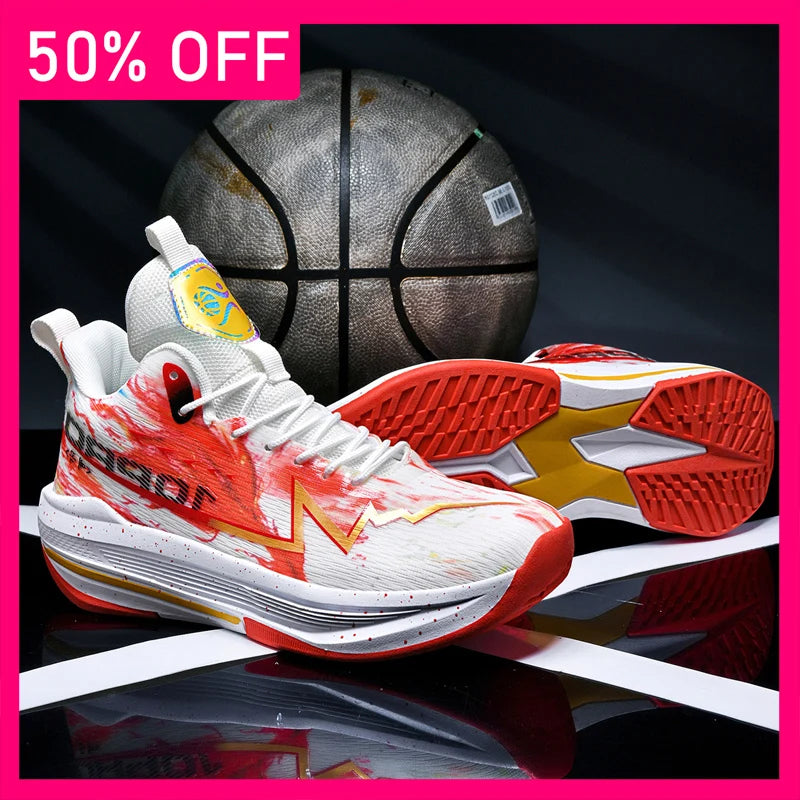 Unisex Basketball Shoes Breathable Mesh Outdoor Sports Competitions Running Shoes Spring Cushioning Rebound Basketball Boots