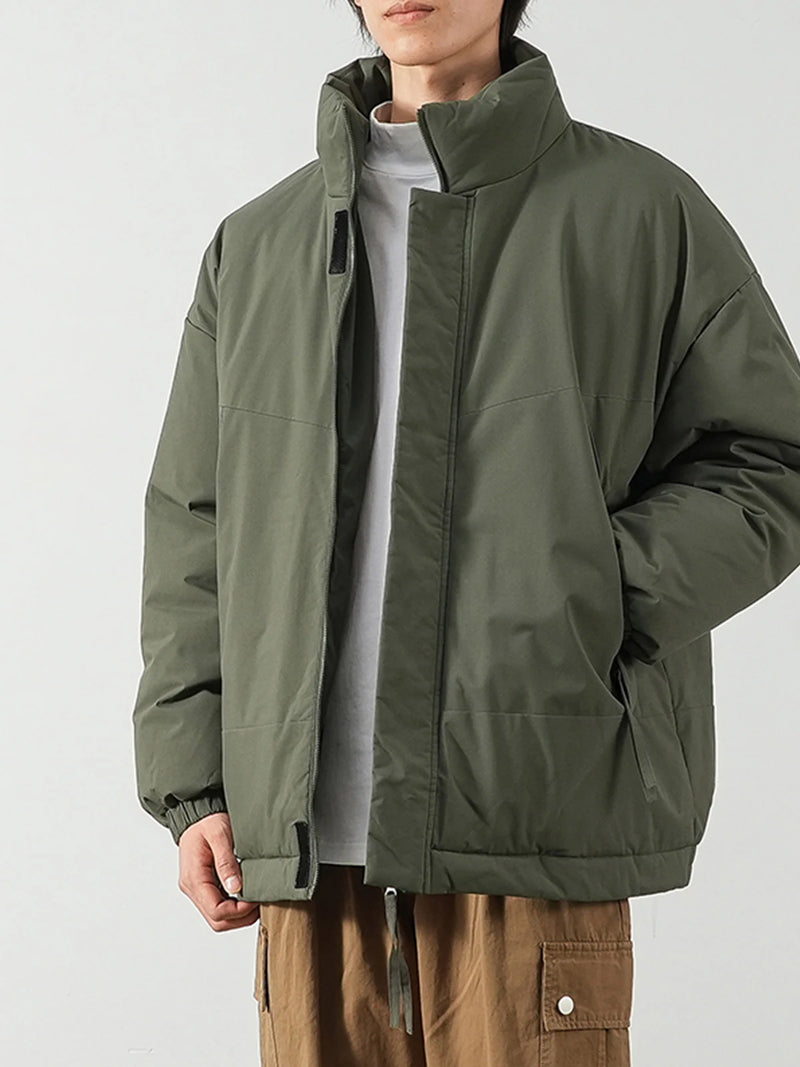 Dukeen Fashion Stand-Neck Men's Winter Coat Ticken Warm Zipper Cotton-Padded Clothes Windproof Waterproof Trend Couple's Jacket
