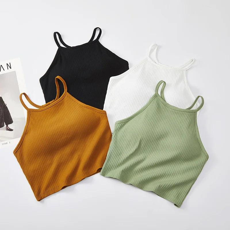 Beauty Back Sling Vest Bra Pad Women's Summer Pajamas Top Belt Chest Pad Backless Bottoming Top One Piece Sleepwear T Shirt