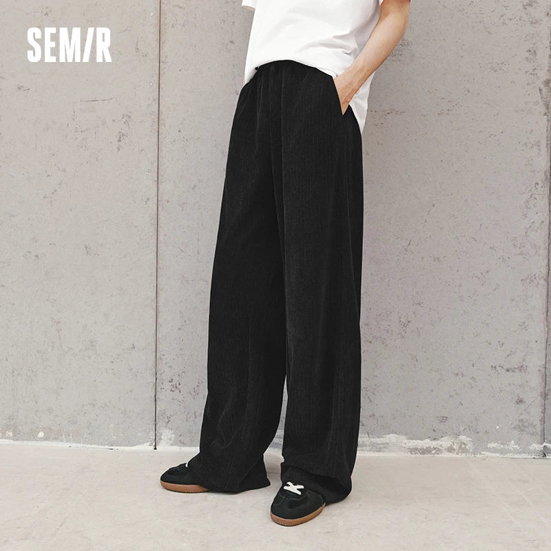 Semir Fleece Pants Men 2026 Autumn Winter Heated Loose Curved Blade Straight Leg Trendy Versatile Casual Warm Trousers
