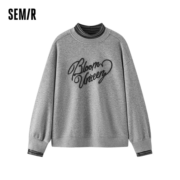 អាវយឺត Semir សម្រាប់នារី មានស្រទាប់ក្នុងរោមចៀម រចនាជាស្រទាប់ៗ លំនាំឆ្នូតៗ កអាវឈរ រចនាបទប៉ាក់លម្អិត រដូវរងា 2026