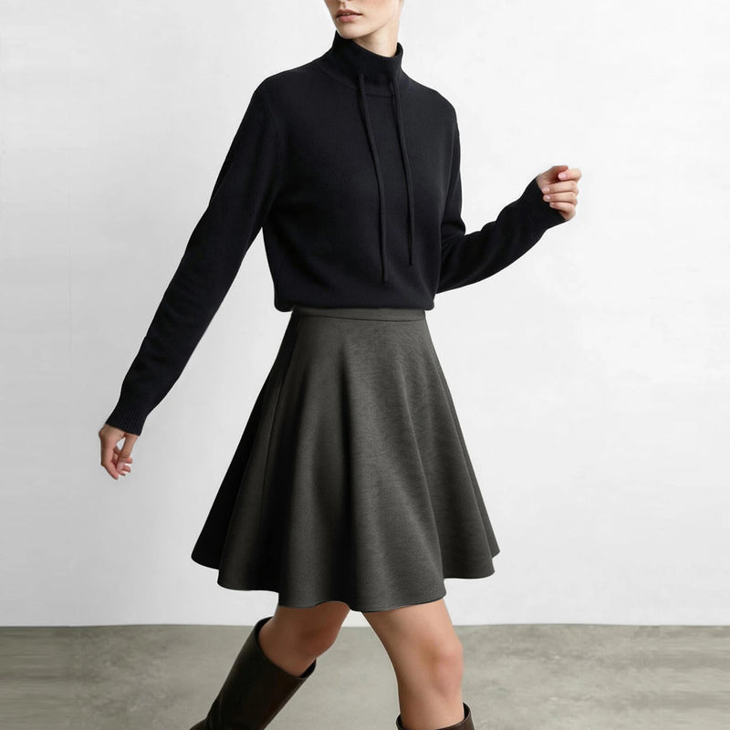 Amii Women A-Line Mini Skirt Pocket Elastic Waist Loose Fit Slimming Minimalist Versatile Commuter Winter Woman Clothes 12624036