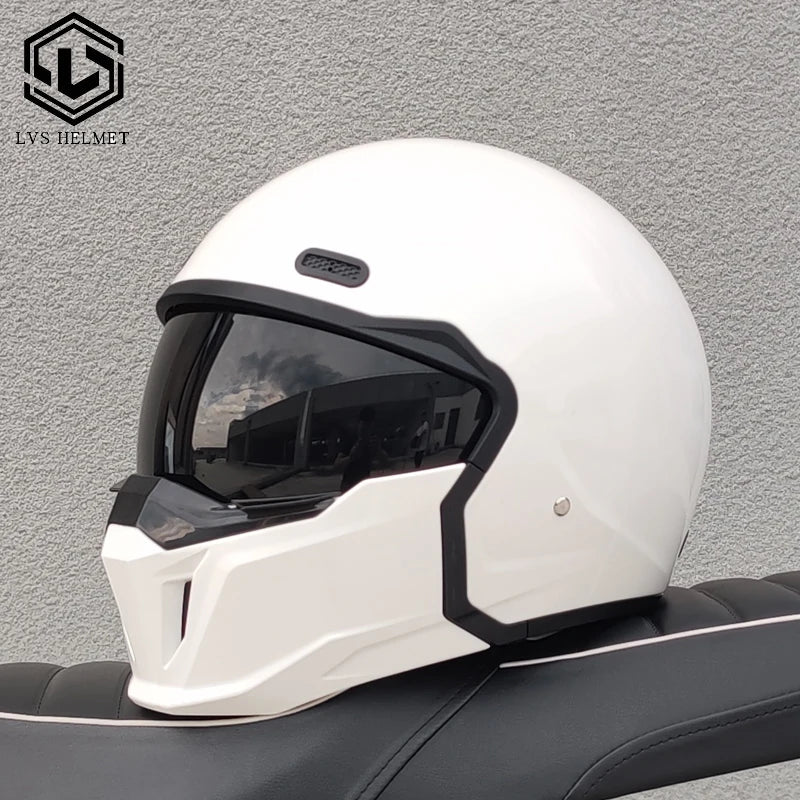 DOT approves adult retro motorcycle helmet modular detachable combination full helmet detachable semi covered pilot helmet