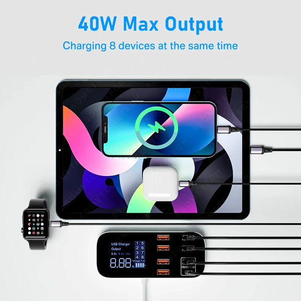 ឧបករណ៍សាកថ្មលឿន USB HUB ថេប្លេត ឧបករណ៍សាកថ្មទូរស័ព្ទចល័តចល័ត សម្រាប់ធ្វើដំណើរ អាដាប់ទ័រសាកថ្មលឿន សម្រាប់ iPhone Xiaomi Huawei Samsung