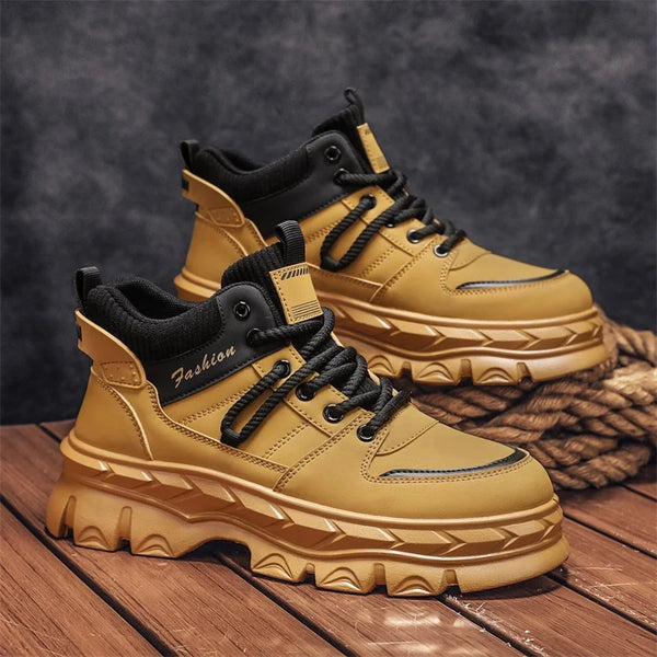 Men's boots four season new soft sole anti-slip high top casual boots fashion Joker outdoor Thick sole comfort sports work boots