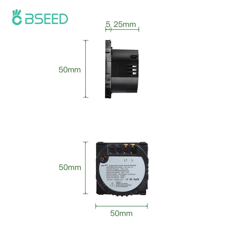 BSEED Touch Light Switch 1/2/3Gang Dimmer Switch Function Parts Glass Panel Gray EU Wall Socket Plug DIY Free Combination
