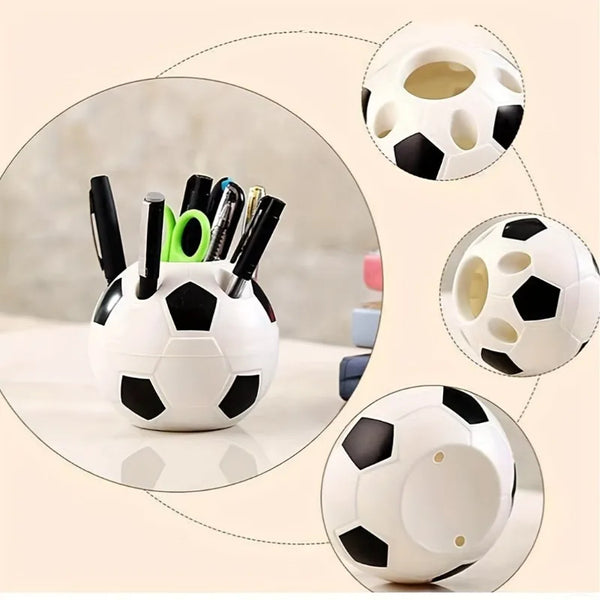 1pc Plastic Pen Holder Multi-functional Pen Holder Cartoon Football Pen Holder Office Football Pen Holder.Creative Pen Holder