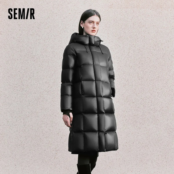 អាវក្រៅ Semir សម្រាប់ស្ត្រី ធ្វើពីរោមចៀម Goose Down ឆ្នាំ 2026 ស្រទាប់ខាងក្រៅរដូវរងា ក្តៅ អ៊ីសូឡង់ អាកាសធាតុត្រជាក់ ស្ទីលប្រចាំថ្ងៃ ស្អាត ស្រមោល