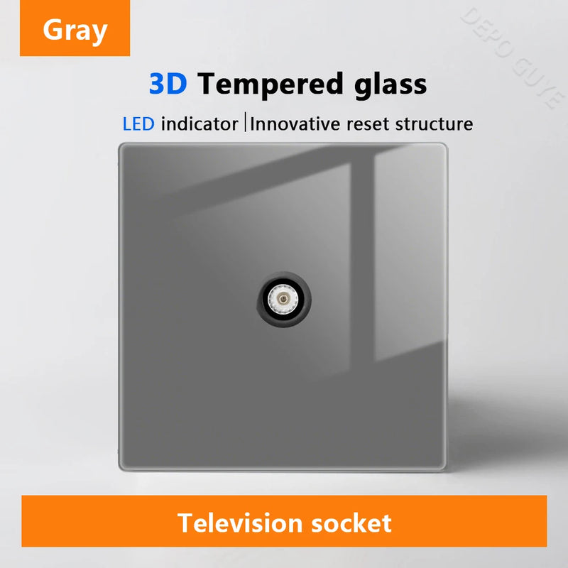 Wall Light Switch Panel LED Indicator UK EU FR Universal USB C Electrical Socket Piano Key Self-reset Wall Switches TV Computer