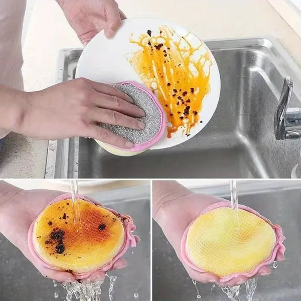 3/5pcs Pack Double-sided Dishwashing Sponge,Powerful Stain-removing Kitchen Cleaning Cloths, Durable,Suitable for Cleaning Pots.