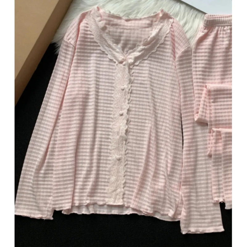 Women's Pajamas Nightwear 2 Piece Nighty Spring Autumn Long Sleeve Sleepwear for Sleeping Sets Ladies Pijamas Home Wear Pyjamas